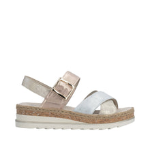 Load image into Gallery viewer, RIEKER - V7951-90 - WEDGE STRAP SANDAL - Silver/Gold/Rose