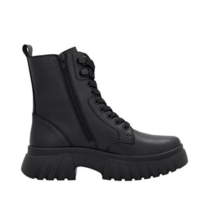 RIEKER - W1870-02 - LACE UP/ZIP BOOT - BLACK