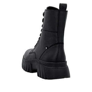 RIEKER - W1870-02 - LACE UP/ZIP BOOT - BLACK