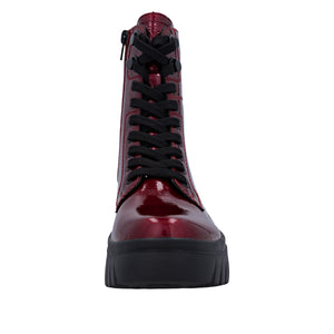 RIEKER - W1870-35 - LACE UP/ZIP BOOT - RED
