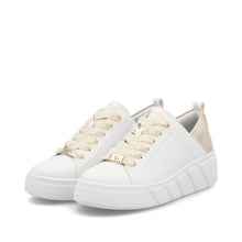 Load image into Gallery viewer, RIEKER - W2602-81 -  LACE UP TRAINER - White/Gold