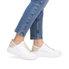 Load image into Gallery viewer, RIEKER - W2602-81 -  LACE UP TRAINER - White/Gold
