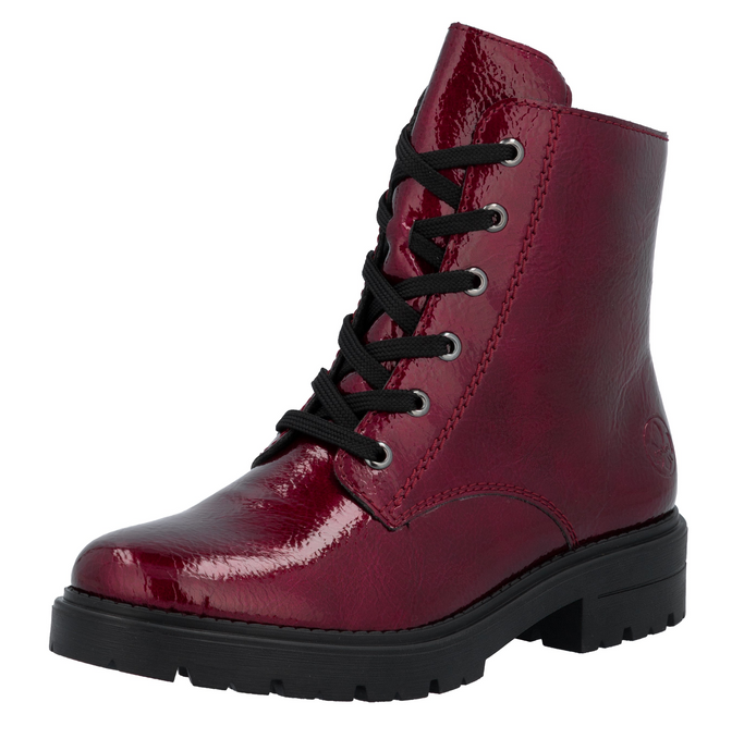 RIEKER - Z2841-33 - LACE UP/ZIP ANKLE BOOT - RED PATENT