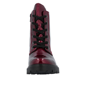 RIEKER - Z2841-33 - LACE UP/ZIP ANKLE BOOT - RED PATENT