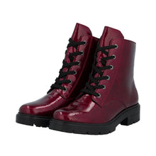 Load image into Gallery viewer, RIEKER - Z2841-33 - LACE UP/ZIP ANKLE BOOT - RED PATENT