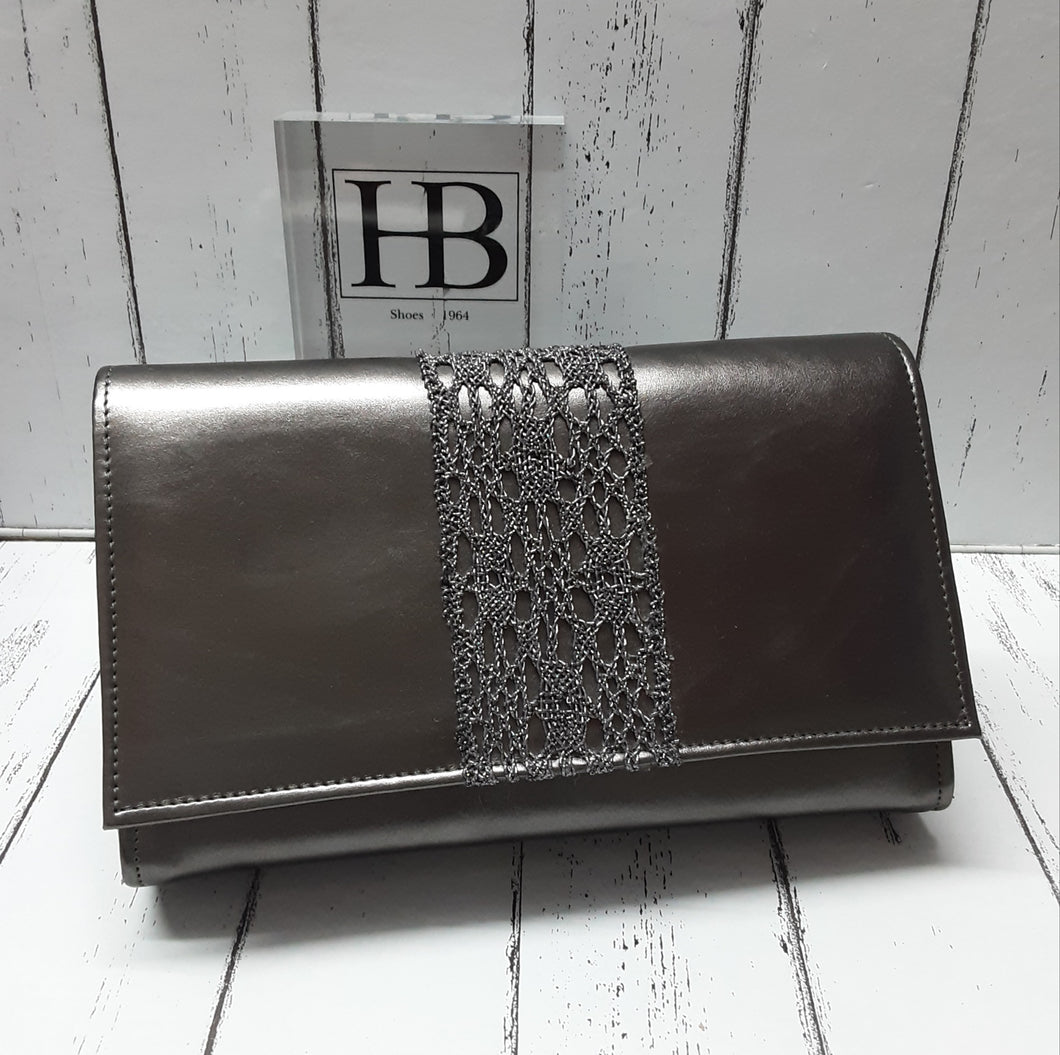 HB Italia - JASMINE CLUTCH BAG - Francese Peltro - Metallic Grey/Pewter