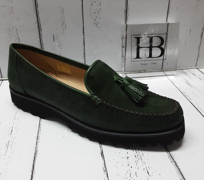 HB Italia - 544 - LOAFER - FOREST GREEN Varanus Suede Nappa - 7952