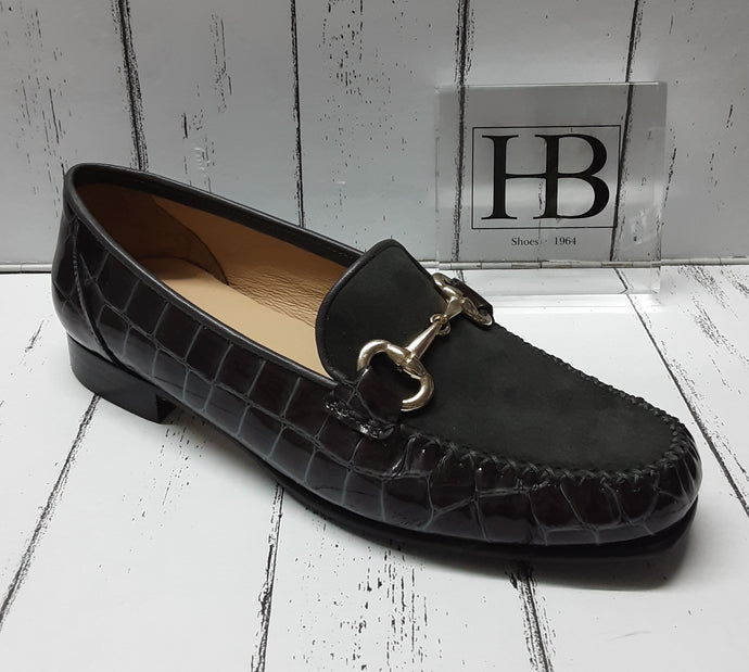 HB Italia - 547 - Crocodile & Suede LOAFER  - 7952 - Grey