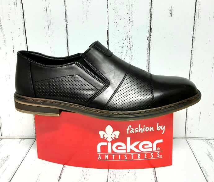 RIEKER - B1765-00 - Leather SLIP ON SHOE - Black