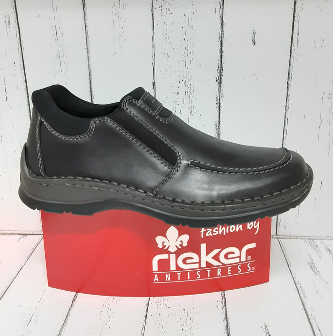 RIEKER - 05350-00 - Leather SLIP ON SHOE - Black