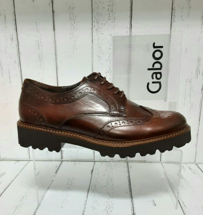 GABOR - 35.214.22 - LACE UP BROGUE SHOE - Dark Brown