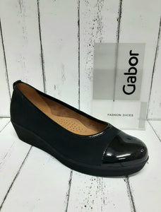 GABOR - 56.471.87 - WEDGE BALLET SHOE - Leather/Patent - Schwarz (Black)