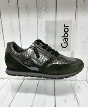 Load image into Gallery viewer, GABOR - 96.368.35 - LACE UP LEATHER TRAINER/SHOE - Bottle Green/Anthracite