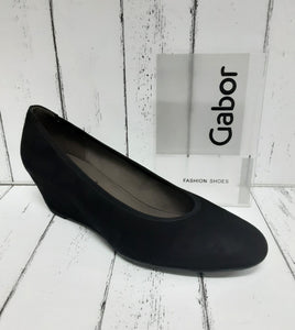 GABOR - 45.360.17 - WEDGE Nubuck Leather COURT SHOE - Schwarz (Black)