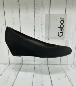 GABOR - 45.360.17 - WEDGE Nubuck Leather COURT SHOE - Schwarz (Black)