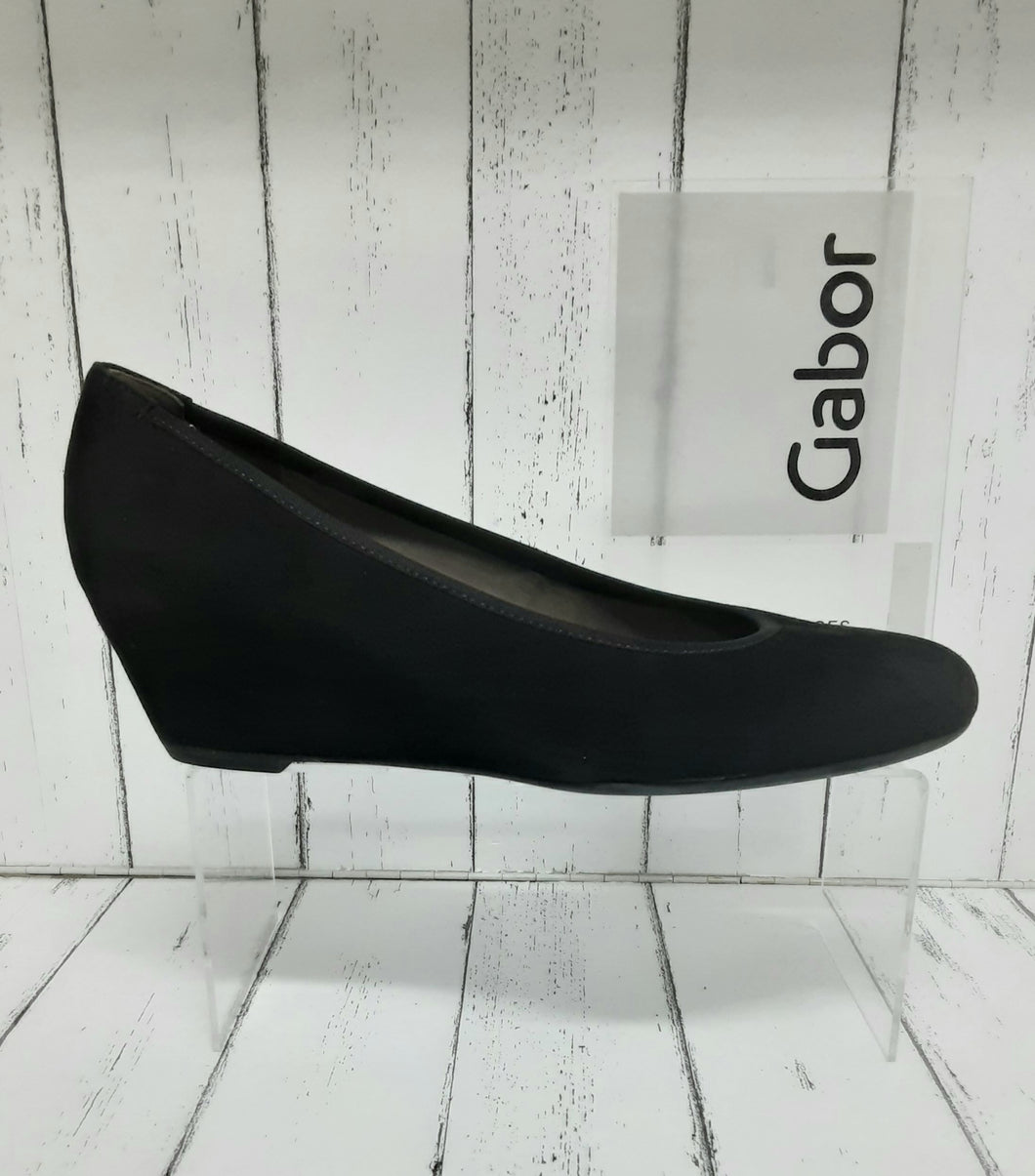 GABOR - 45.360.17 - WEDGE Nubuck Leather COURT SHOE - Schwarz (Black)