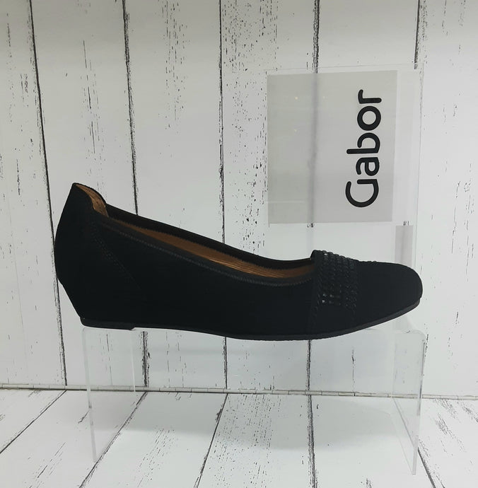 GABOR - 32.696.47 - WEDGE BALLET SHOE - Nubuck Leather - Schwarz (Black)