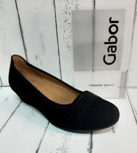 Load image into Gallery viewer, GABOR - 32.696.47 - WEDGE BALLET SHOE - Nubuck Leather - Schwarz (Black)