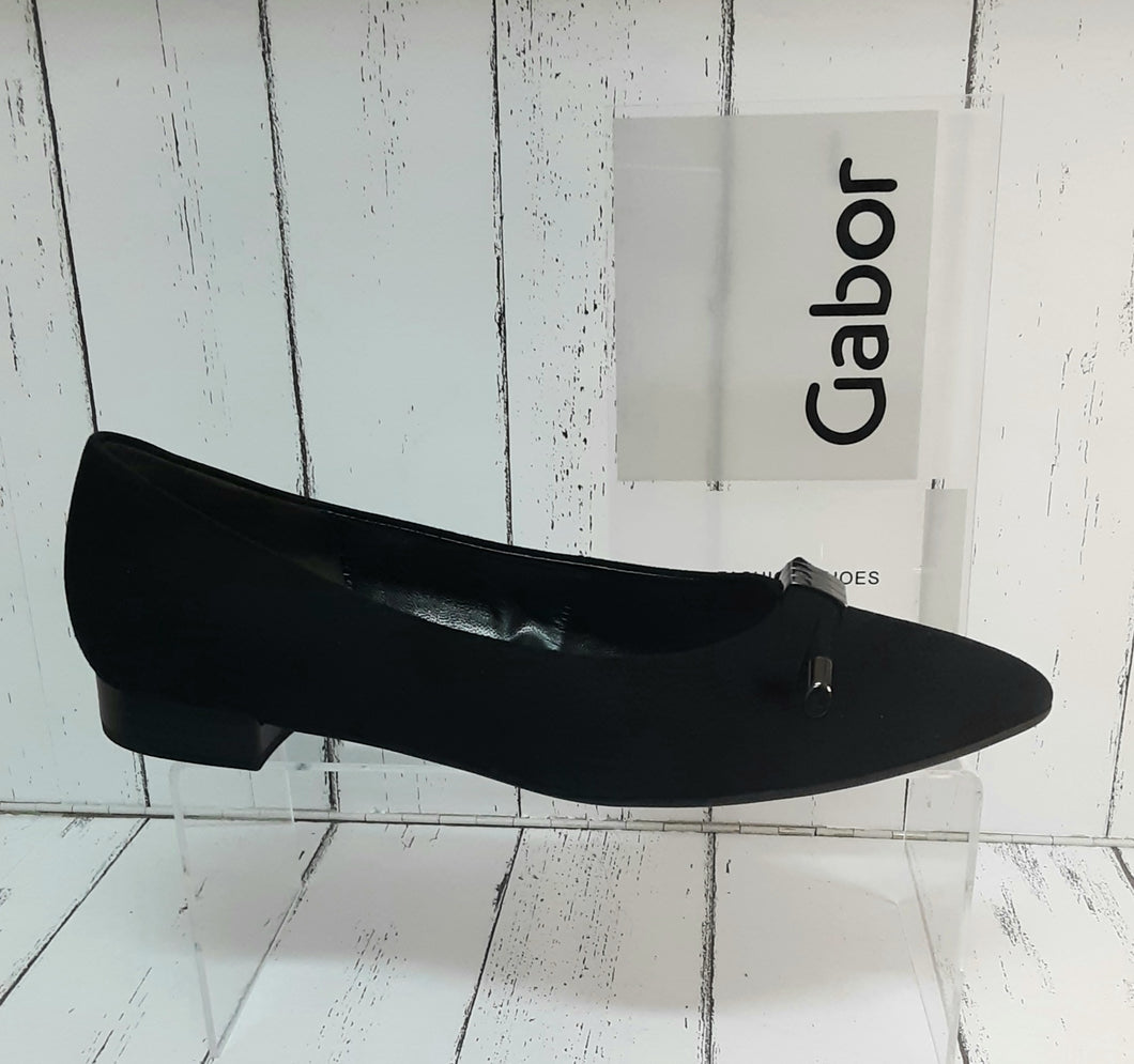 GABOR - 31.201.17 - BALLET SHOE - Nubuck Leather - Schwarz (Black)