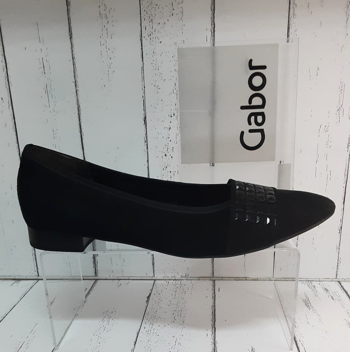 GABOR - 31.202.17 - BALLET SHOE - Nubuck Leather - Schwarz (Black)