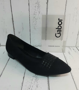 GABOR - 31.202.17 - BALLET SHOE - Nubuck Leather - Schwarz (Black)