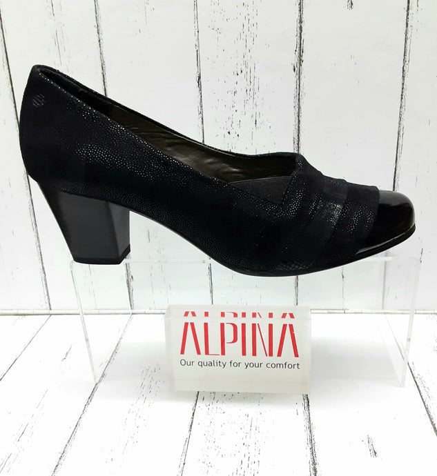 ALPINA - PAOLA G  8216-1 - Leather/Nubuck/Patent - COURT SHOE - Black