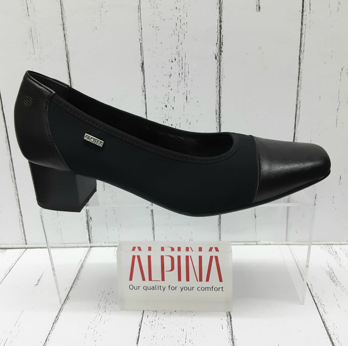 ALPINA - MARLI G  8237-1 - Leather/Textile COURT SHOE (Waterproof) - Black