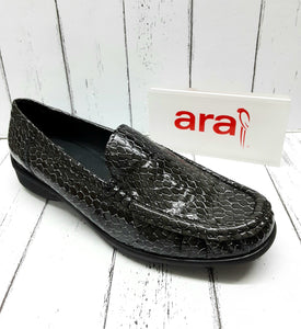 ARA - 12-40101 18G - Snake Patent/Leather MOCCASIN SHOE - Graphite