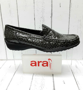 ARA - 12-40101 18G - Snake Patent/Leather MOCCASIN SHOE - Graphite