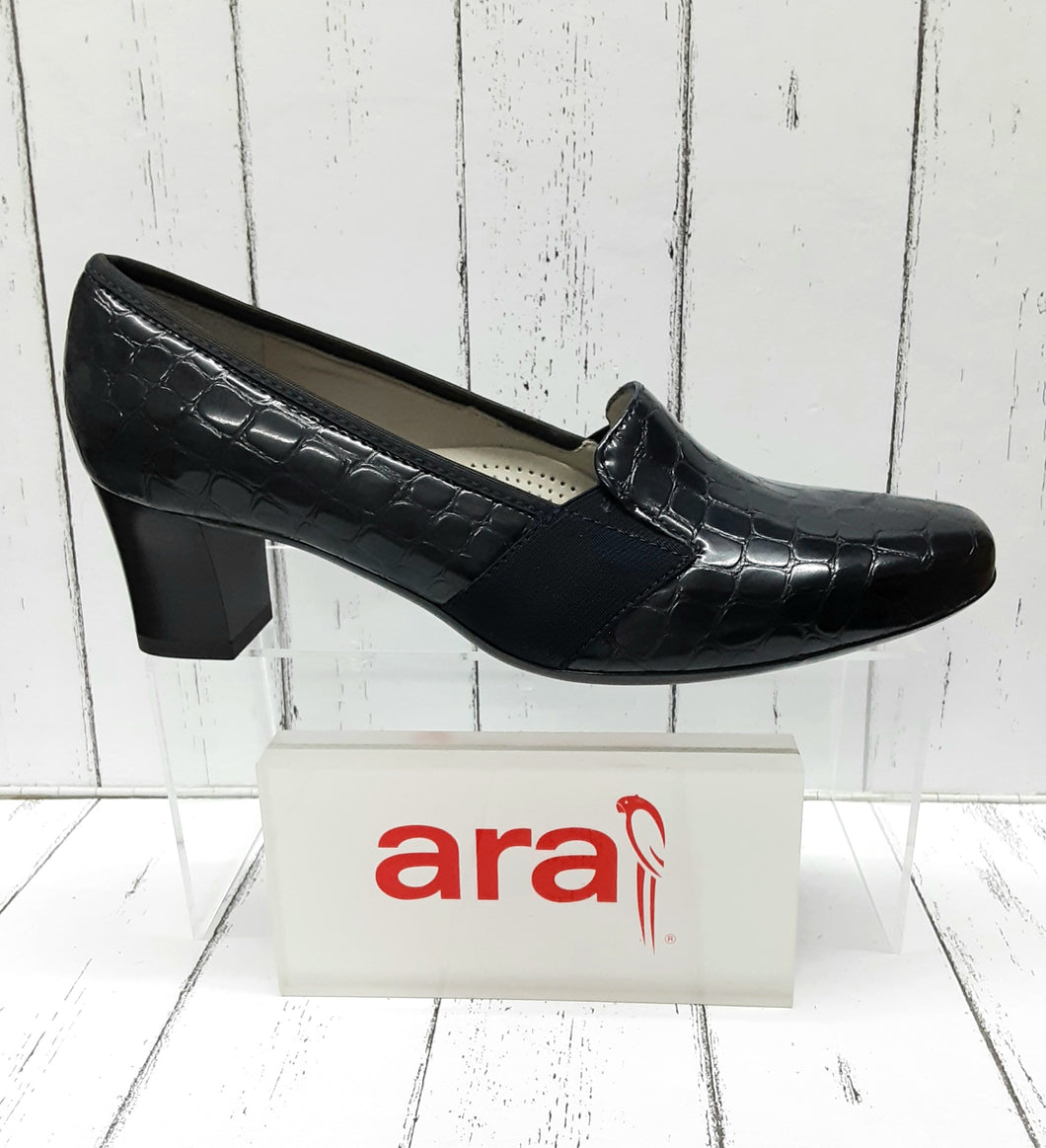 ARA - 12-41781 02H - VERONA - Patent/Crocodile Leather - SHOE - Navy Blue