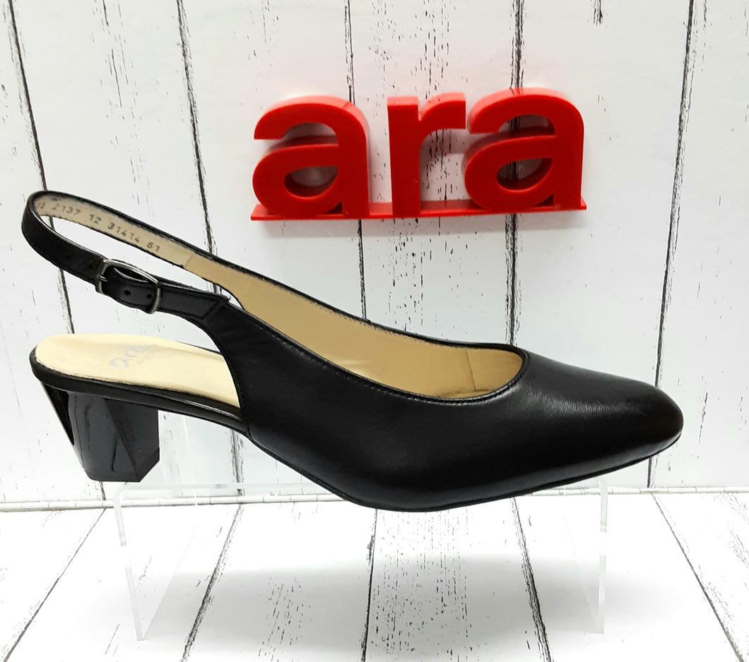 ARA - 12-31414 61G - LEATHER COURT/SLING BACK SHOE - Black