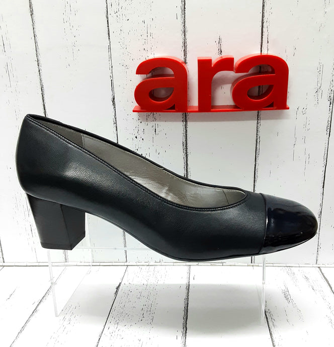 ARA - 12-36608 02G - LEATHER/PATENT COURT SHOE - Navy