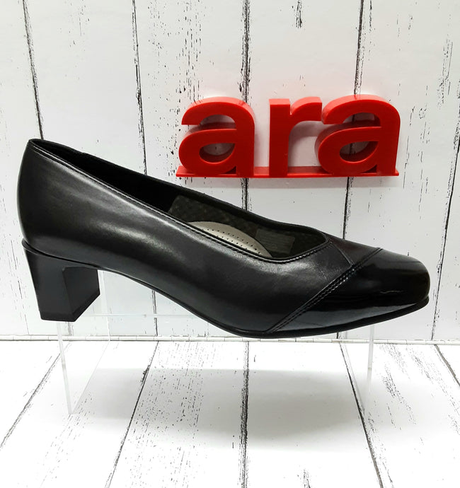 ARA - 12-41742 01H - LEATHER/PATENT COURT SHOE - Black