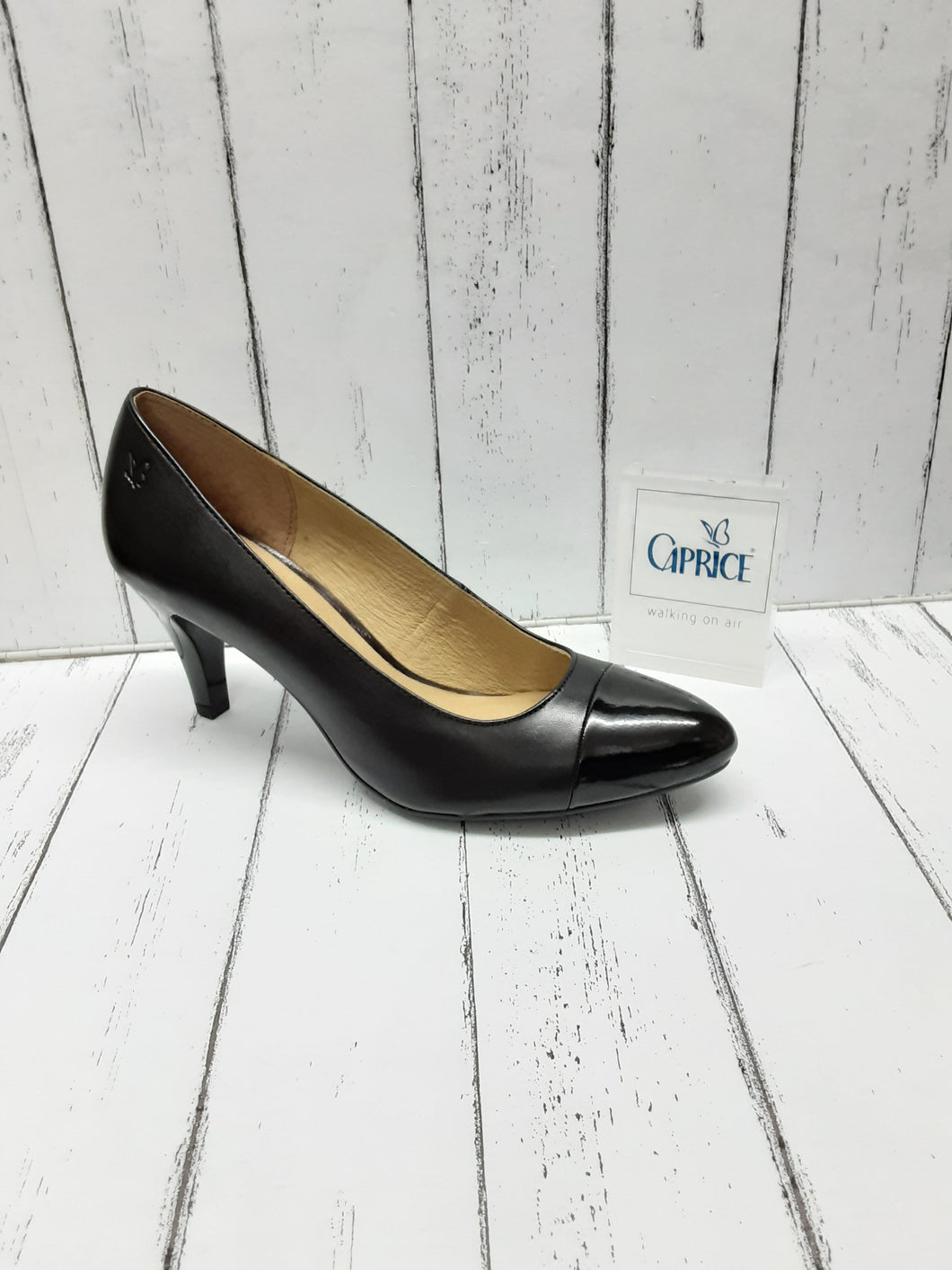 CAPRICE - 9-22411-24 011 - Leather/Patent COURT SHOE - Black