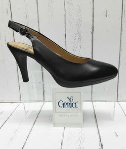 CAPRICE - 9-29604-24 022 - Leather SLING BACK COURT SHOE - Black