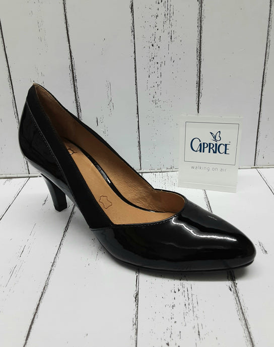 CAPRICE - 9-22408-27 050 - Leather COURT SHOE - Black Patent Combi