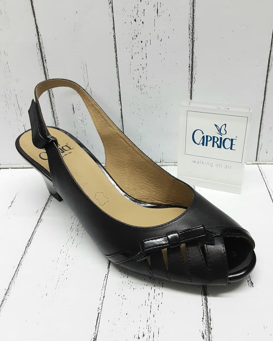 CAPRICE - 9-29607-24 - Leather SLING BACK SANDAL/SHOE - Black