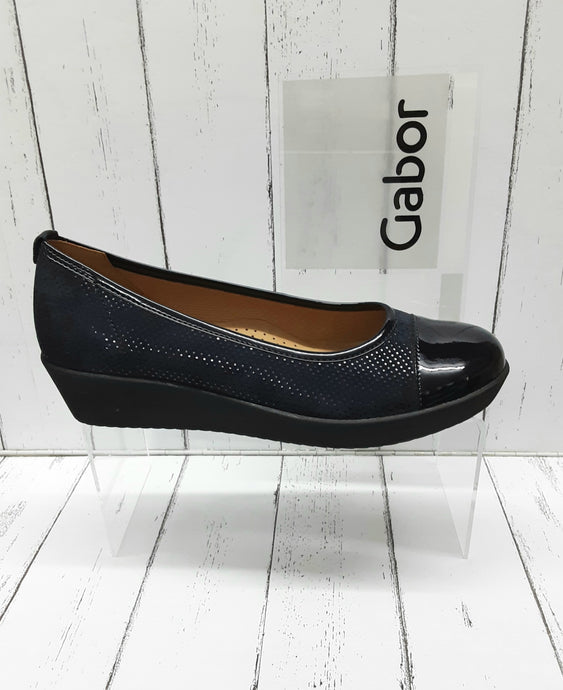 GABOR - 36.471.66 - WEDGE BALLET SHOE - Nubuck Leather/Patent - Ocean (Navy)