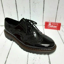 Load image into Gallery viewer, RIEKER - 54812-00 - BROGUE LACE UP SHOE - Black Patent