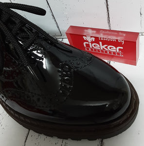 RIEKER - 54812-00 - BROGUE LACE UP SHOE - Black Patent