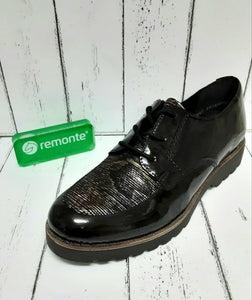 REMONTE - D0103-06 - LACE UP PATENT SHOE - Black