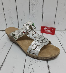 RIEKER - 62427-80 - SLIP ON WEDGE - White/Silver Multi