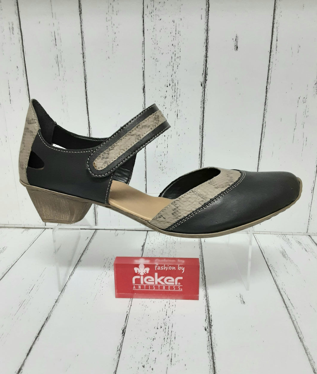 RIEKER - 49780-00 - MARY-JANE SHOE - Black Combi