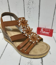 Load image into Gallery viewer, RIEKER - 67510-24 - SLING BACK WEDGE SANDAL - Brown Combi