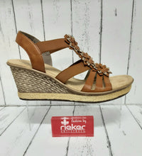 Load image into Gallery viewer, RIEKER - 67510-24 - SLING BACK WEDGE SANDAL - Brown Combi