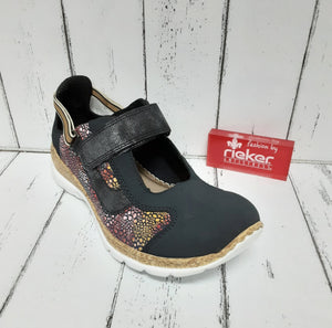 RIEKER - N42R8-14 -  STRAP SHOE/TRAINER - Blue Combi