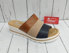 Load image into Gallery viewer, RIEKER - 67492-14 - MULE/SLIP ON WEDGE SANDALS - Blue/Nude/Tan