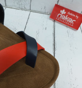 RIEKER - V9480-14  - MULE/SLIP ON SANDALS - Blue/Red/White