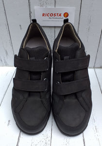 RICOSTA - TIMO - 37300/090 - TWO STRAP SHOE - Black Waxed Nubuck Leather