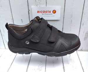 RICOSTA - TIMO - 37300/090 - TWO STRAP SHOE - Black Waxed Nubuck Leather